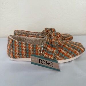 NEW Toms Alpargata Cloudbound Cozy Houndstooth Bow Espadrille Slip On Shoes SZ 5
